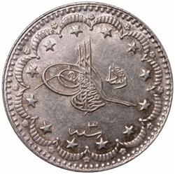 TURKEY: Mehmet V, 1909-1918, AR 5 kurush (6.02g), Kosova, AH1327 year 3