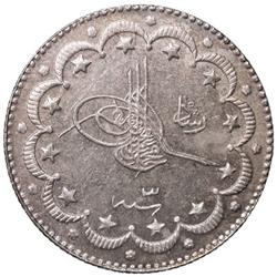 TURKEY: Mehmet V, 1909-1918, AR 10 kurush (12.03g), Kosova, AH1327 year 3