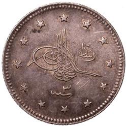TURKEY: Mehmet V, 1909-1918, AR 2 kurush (2.44g), Salonika, AH1327 year 3