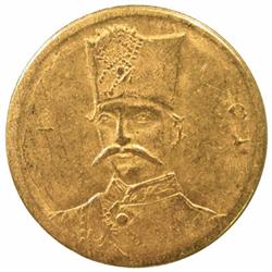 IRAN: Nasir al-Din Shah, 1831-1896, AV 5000 dinars (1.51g), Tehran, AH1305