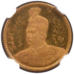 IRAN: Mohammad Ali Shah, 1907-1909, gilt AE 2000 dinar, AH1326