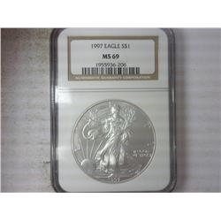 1997 AMERICAN SILVER EAGLE NGC MS69