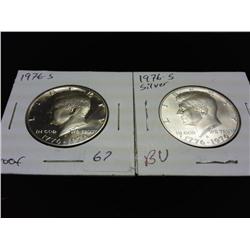 1976-S UNC & 1976-S (PF) KENNEDY HALF DOLLARS