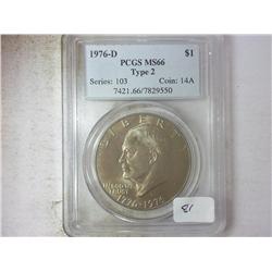 1976-D TYPE II IKE DOLLAR PCGS MS66