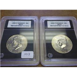 2-2000-P KENNEDY HALF DOLLARS INB MS70