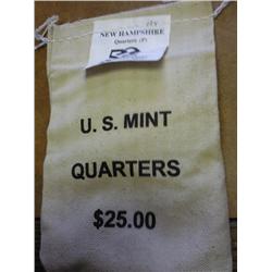 US MINT $25 BAG OF NEW HAMPSHIRE-P QUARTERS (UNC)
