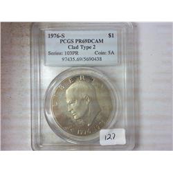 1976-S TYPE II IKE DOLLAR PCGS PR69DCAM