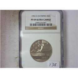 1992-S OLYMPICS HALF DOLLAR NGC PF69 ULTRA CAMEO
