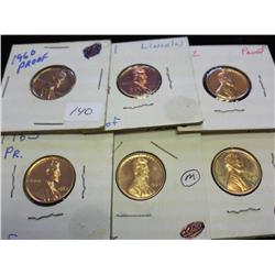 1960, 61, 62, 63, 64 & 69 LINCOLN CENTS PROOF