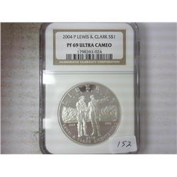 2004-P LEWIS & CLARK US SILVER DOLLAR NGC PF69
