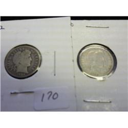 1902 & 02-O BARBER DIMES