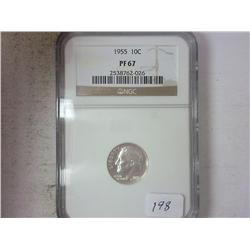 1955 ROOSEVELT DIME NGC PF67