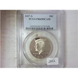 2007-S KENNEDY HALF DOLLAR PCGS PR69DCAM