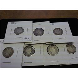 1910, 11, 12-D, 13, 14, 15 & 16 BARBER DIMES