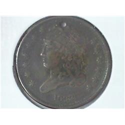 1832 US HALF CENT (VERY FINE) (HOLED)