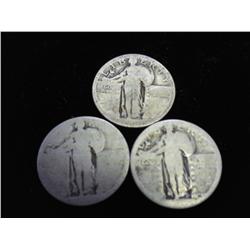 3 UNDATED STANDING LIBERTY QUARTERS (SILVER)
