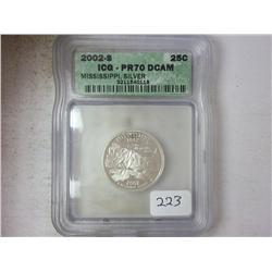 2002-S SILVER MISSISSIPPI QUARTER ICG PR70DCAM