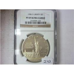 1986-S LIBERTY US SILVER DOLLAR NGC PF69 ULTRA CAM