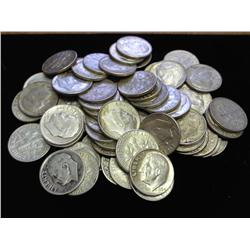 63 ASSORTED SILVER ROOSEVELT DIMES