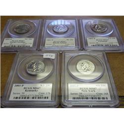 ALL 5 2001-P STATE QUARTERS PCGS MS67