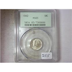 1942 MERCURY DIME PCGS MS65