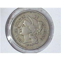 1867 THREE CENT PIECE (NICKEL) F-VF