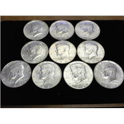 10 ASSORTED 40% KENNEDY HALF DOLLARS