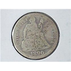 1890 SEATED LIBERTY DIME