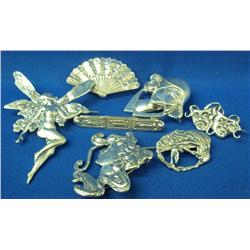 Lot-Sterling Ladies Lapel Pins 65.2 grams