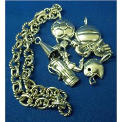 Sterling Bracelet and Sports Charms 36.0 Grams