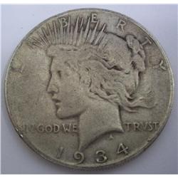 1934-S  Liberty "Peace" Silver Dollar Scarce F