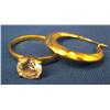 Image 1 : 14K Gold CZ Solitaire Ring & (1)14K Earring