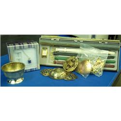 Lot-Costume Jewelry & 2 Silver Plated Items
