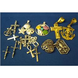 Lot-Assorted Sterling Pendants/Charms+2 misc