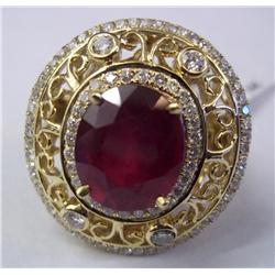 14K Ruby and Diamond Ring 11.8 grams w/GLA 19K