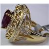 Image 4 : 14K Ruby and Diamond Ring 11.8 grams w/GLA 19K