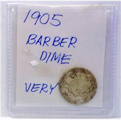 1905 Barber Dime Very Nice