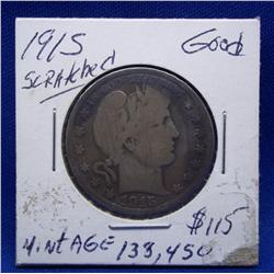 1915 Half Dollar Scratched but Good Condition