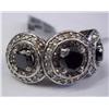 Image 2 : 14K 3 Black and 110 White Diamonds Ring w/ GLA 15K