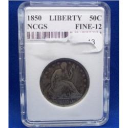 1850 Liberty Seated Half Dollar NCGS Fine-12