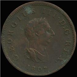 1807 British George III Halfpenny XF/VF (COI-7200)