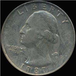 1987D Washington 25c Quarter Coin Graded GEM (COI-6898)