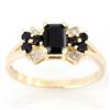 1.0Ct Natural Black Sapphire Diamond 9K Gold Ring (JEW-9055X)