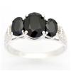3.00Ct Black Sapphire 10 Diamond Ring White 9K (JEW-9067X)