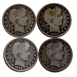 1898 Barber Quarters Lot of 4 Better Circulated (COI-7419)