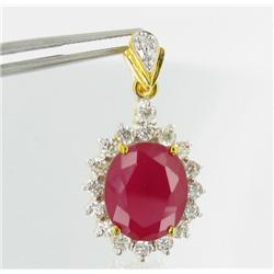 28ctw Lab Dia/Ruby 22k Gold Vermeil Pendant (JEW-2372)