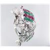 Image 2 : 167ctw Emerald-Ruby Sterling Turtle Ring  (JEW-2292)