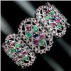 296ctw Emerald-Ruby-Sapphire Sterling Bracelet  (JEW-2309)