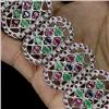 Image 2 : 296ctw Emerald-Ruby-Sapphire Sterling Bracelet  (JEW-2309)