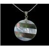 Image 1 : 18k WG Plated Mother of Pearl Disc Necklace (JEW-1965)